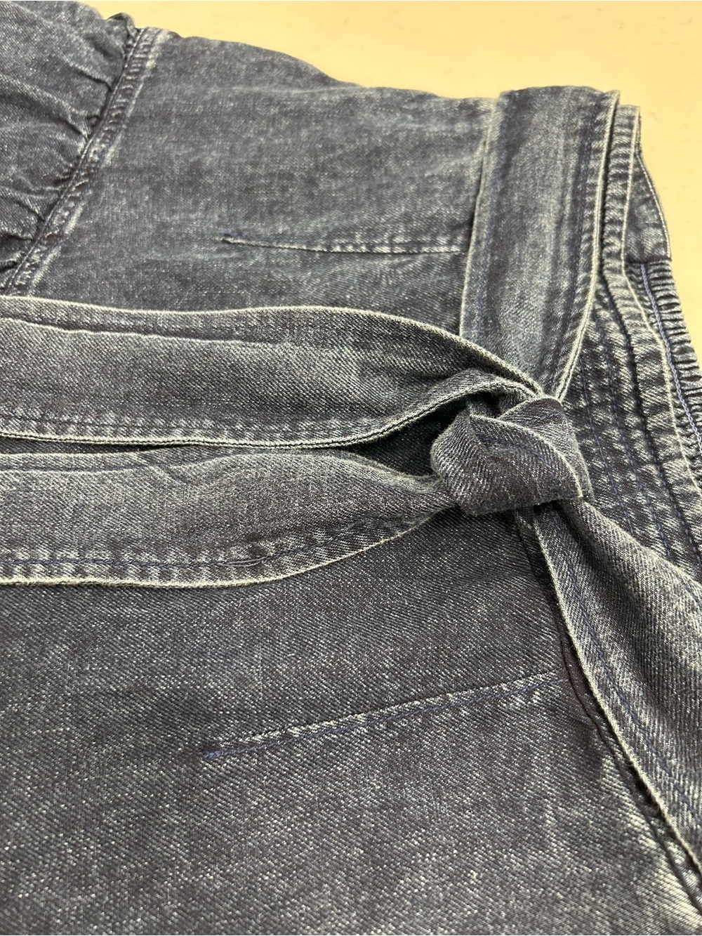 Anthropologie Pilcro Dark Blue Denim Tiered Skirt with Tie Waist - Picture 3 of 9